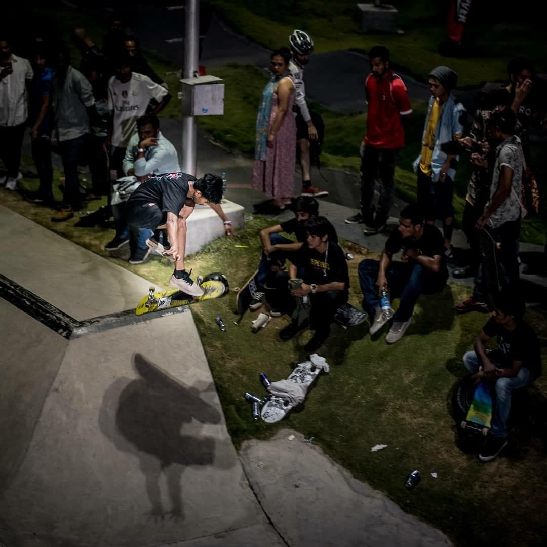 Riders and friends at a WallRide night session