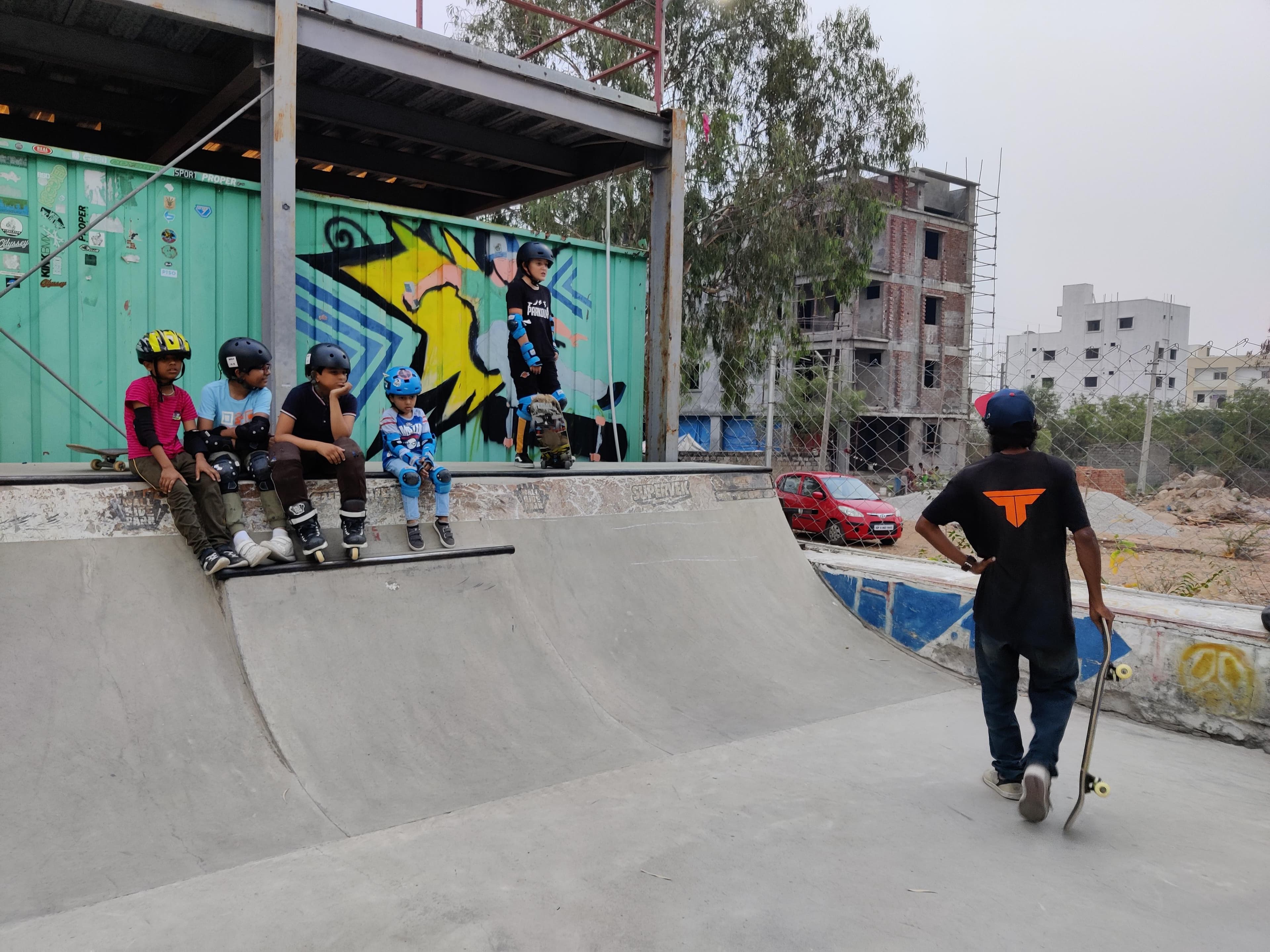 Young riders learning together at WallRide Park